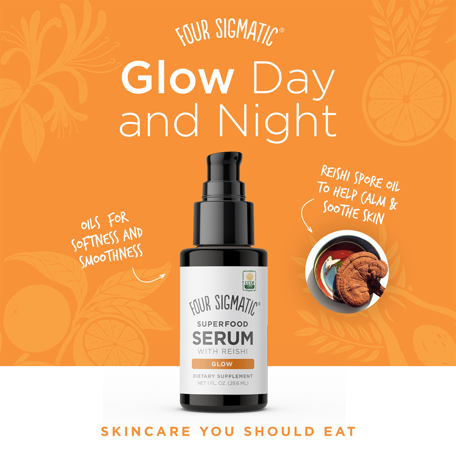 Glow day and night, reishi spore oil to help calm and soothe skin,oils for softness and smoothness