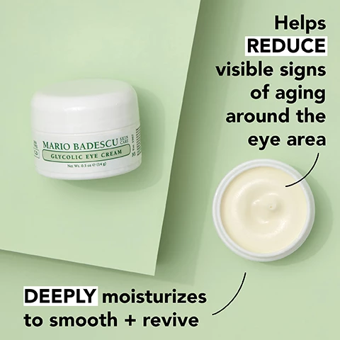 Image 1, helps reduce visible signs of aging around the eye area. deeply moisturises to smooth and revive. image 2, rejuvenating glycolic acid, emollient cocoa butter, antioxidant vitamin e.