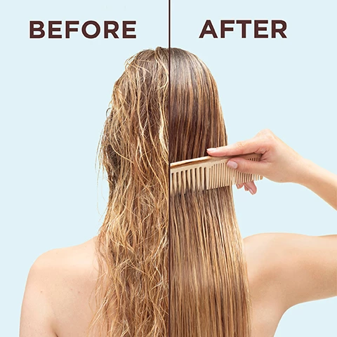 Image 1, before and after. image 2, hydrating intense nourishment leaves no residue. image 3, how to no rinse conditioner. keep the goodness, skip the rinse. step 1 = after shampooing turn off the shower and apply on damp hair. step 2 = spread from mid lengths to tips. step 3 = comb for instant detangling. step 4 = dry and style as usual. store out of shower.
