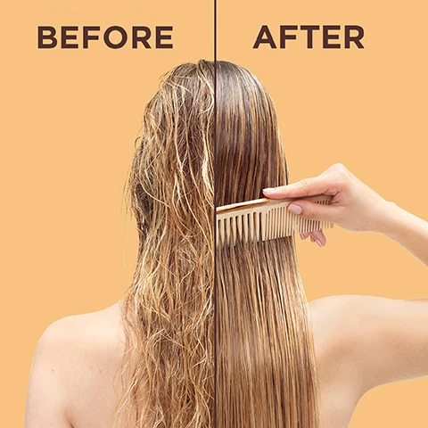 Image 1, before and after. image 2, nourishing intense nourishment leaves no residue. image 3, how to no rinse conditioner. keep the goodness, skip the rinse. step 1 = after shampooing turn off the shower and apply on damp hair. step 2 = spread from mid lengths to tips. step 3 = comb for instant detangling. step 4 = dry and style as usual. store out of shower.