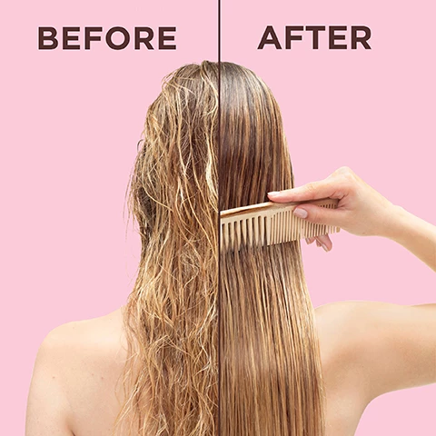 Image 1, before and after. image 2, softening intense nourishment leaves no residue. image 3, how to no rinse conditioner. keep the goodness, skip the rinse. step 1 = after shampooing turn off the shower and apply on damp hair. step 2 = spread from mid lengths to tips. step 3 = comb for instant detangling. step 4 = dry and style as usual. store out of shower.