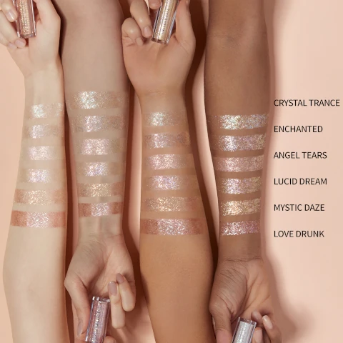 Swatches of the product on four different skin tones