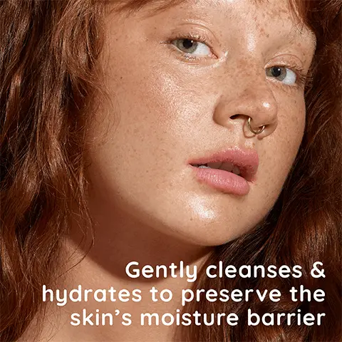Image 1,Gently cleanses and hydrates to preserve the skin's moisture barrier. Image 2, Dermatologist tested, for sensitive skin and fragrance free. Image 3, Leaves skin feeling nourished and soothed. Image 4, Women's health skincare awards winner 2022. Image 5, 93% of people who tried it, found that it soothed their skin.