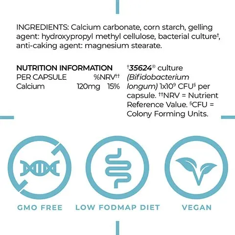 Proven to reach the gut in peak condition, Gluten Free, Soya Free, Dairy Free, Lactose Free, vegetarian, CMO free, Zenflore and the gut brain axis. Unique 35624 live bacterial culture.