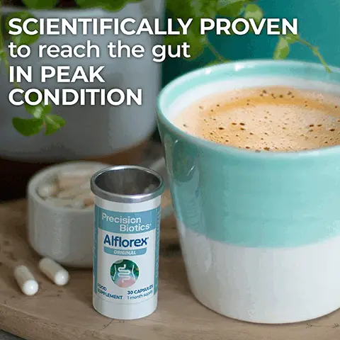 Scientifically proven to reach the gut in peak condition. Take daily to support gut health. INGREDIENTS: Corn starch, gelling agent: hydroxypropyl methyl cellulose, bacterial culturet, anti-caking agent: magnesium stearate. t35624@ culture (Bifidobacterium longum)
              lx109 CFUS per capsule. ttNRV = Nutrient Reference Value. SCFU = Colony Forming Units. Scientifically 356240 studied. Vegan, low fodmap diet, gluten free, sugar free, lactose free, soya free.
              SÄJD\EO