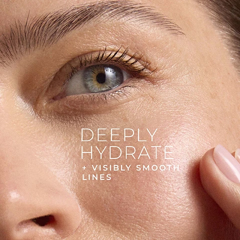 Image 1 - A close-up of a persons eye and cheek with a hand gently touching the skin, with text overlay reading Deeply Hydrate + Visibly Smooth Lines. Image 2 - A gold jar of RoC Retinol Correxion cream is shown with its lid slightly ajar revealing the light-colored product inside, accompanied by text that reads 97% HAD VISIBLY REDUCED LINES, 48-HR INTENSE HYDRATION, CLINICALLY PROVEN, and on the jar ROC CLINICALLY PROVEN RETINOL CORREXION® SOIN LISSANT CRÈME HYDRATATION MAXIMALE + RÉTI NOL AVANCÉ + ACIDE HYALURONIQUE LINE SMOOTHING MAX HYDRATION CREAM + ADVANCE RETINOL + HYALURONIC ACID. Image 3 - A close-up before and after comparison shows skin with visible fine lines in the top image and noticeably smoother skin in the bottom image, accompanied by the text CLINICALLY PROVEN TO HYDRATE & SMOOTH BEFORE 4 WEEKS AFTER UNRETOUCHED IMAGES. Image 4 - A split image showing a blue bubbly liquid on the left and a yellow bubbly liquid on the right, with text stating 2 TOP DERM RECOMMENDED INGREDIENTS, HYALURONIC ACID HYDRATES & PLUMPS, and RoC® RETINOL VISIBLY SMOOTHS LINES. Image 5 - A close-up of skin with a white cream product smeared on it, alongside a black and white photo of a smiling woman and the text Board-Certified Dermatologist Dr. Amin, followed by a statement reading Love this combination of hyaluronic acid to deeply hydrate and retinol to smooth lines.