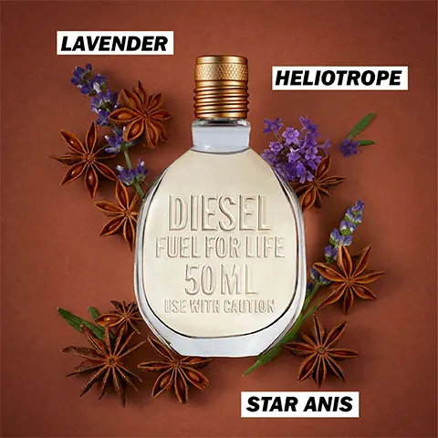 Image 1- Lavender, star anis and heliotrope. Image 2- Long lasting, underlines maleness and energizing