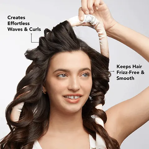 Creates effortless waves and curls. Keeps hair frizz-free and smooth. Before and after. Stages 1-6