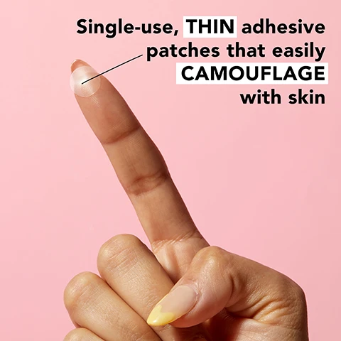 Image 1 - A close-up of a hand holding a finger up with a thin, clear adhesive patch on the fingertip, against a pink background; visible text reads Single-use, THIN adhesive patches that easily CAMOUFLAGE with skin.
              Image 2 - Image of fresh orange slices and bubbles with text listing ingredients: blemish reducing salicylic acid, skin balancing + oil regulating niacinamide, and collagen-promoting vitamin C.
              Image 3 - Image shows a skincare product packaging from Mario Badescu with a box labeled DRYING PATCH and a bottle labeled DRYING LOTION, with instructional text for use in the AM and PM, stating Stick on a Drying Patch for INVISIBLE DAYTIME TREATMENT and Dab on Drying Lotion before bed for OVERNIGHT RESULTS.
              Image 4 - Image shows a pink background with four skincare products from Mario Badescu: a small bottle of Original On-The-Spot Drying Lotion, a jar of Pore Minimizer, a jar of Drying Mask, and a box of Drying Patch; the visible text includes product descriptions related to blemishes, blackheads, and clogged pores.