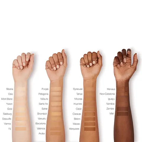 Image 1, Take control discover 24 hours of: true colour, breathable wear and non drying wear. Image 2,model arm swatch of all shades. Image 3, antioxidation complex helps to prevent shades from shifting due to oxidation. Superior oil absorbing powders, helps provides a lasting, mattifying effects so the complexion stays looking fresh. Image 4, soft matte foundation and concelear matches for light skin tones