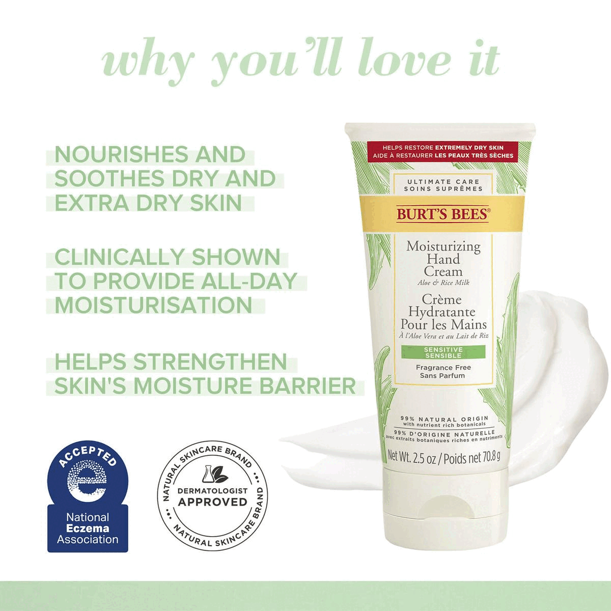 
              why you will love it 
              NOURISHES AND SOOTHES DRY AND EXTRA DRY SKIN 
              CLINICALLY SHOWN TO PROVIDE ALL DAY MOISTURISATION 
              HELPS STRENGTHEN SKIN'S MOISTURE BARRIER,
              DERMATOLOGIST APPROVED,
              Aloe Vera and Rice Milk to hydrate and soothe skin, Nutrient Rich with Baobab Oil to nourish skin,
              KIND TO SKIN & PLANET SINCE 1984 
              Ingredients From Nature 
              Leaping Bunny Certified 
              Landfill-free Operations 
              oiA 
              Responsible Sourcing 
              Recyclable Packaging 
              