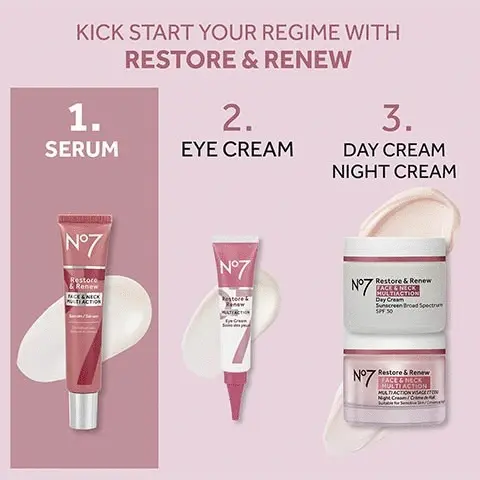 Kick start your regime with lift & luminate. 1. serum, 2.eye cream, 3. day cream night cream. Collagen peptide technology our next generation age-defying complex, firming complex our serum leaves skin feeling firmer with our hydrating blend of hyaluronic acid & hibiscus peptides, pro-retinol this serum supports the skins renewal process. Face & neck feel firmer after 1 week, fine lines & wrinkles appear visibly reduced after 2 weeks.