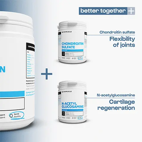 oint regeneration NUTRIMUSCLE 10 times more powerful than type 1 collagen. Patented quality
              130 years of know-how. Total traceability Systematic quality control. Stimulated joint regeneration, Reduces joint inflammation, Reduces knee pain, Moisturises the skin.  