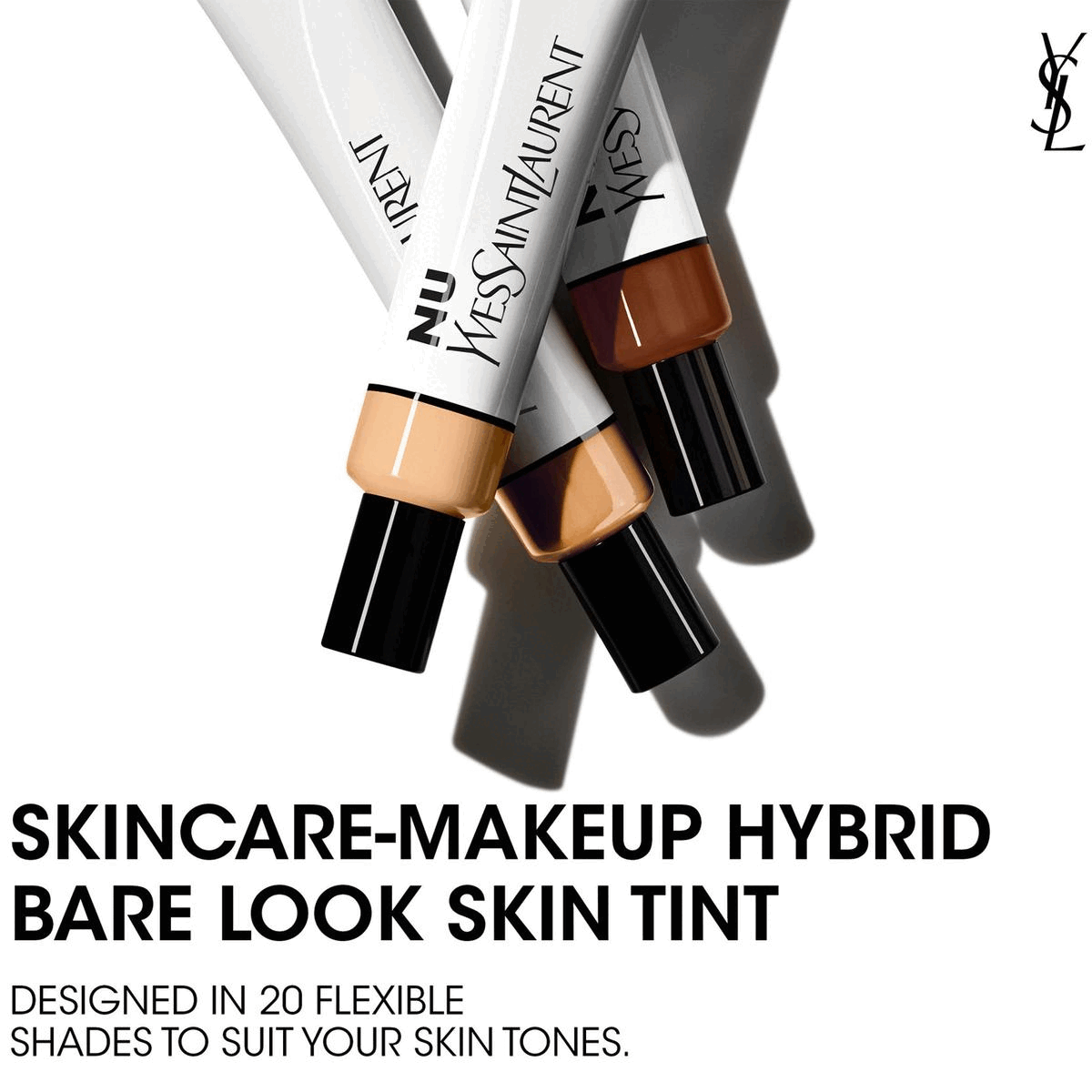 Image 1, skincare-makeup hybrid bare look skin tint, designed in 20 flexible shades to suit your skin tone. Image 2, 90% skincare based. Skincare-makeup hybrid skin tint with hylauronic acid and marsh mallow from our ourika community gardens.