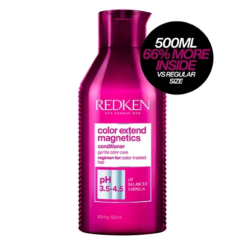 Image 1, 500ml 66% more inside vs regular size. image 2, now available in 500ml size. 300ml vs 500ml. 66% more inside vs 300ml size. image 3, colour protecting conditioner, acidic formula or maximum colour care. detangles, adds smoothness and shine.
