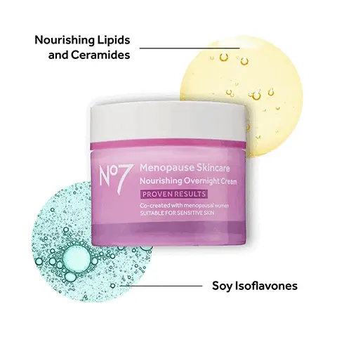 Night cream Nourishing lipids and ceramides Overnight hydration for dry, sensitive, menopausal skin* *Consumer Study.