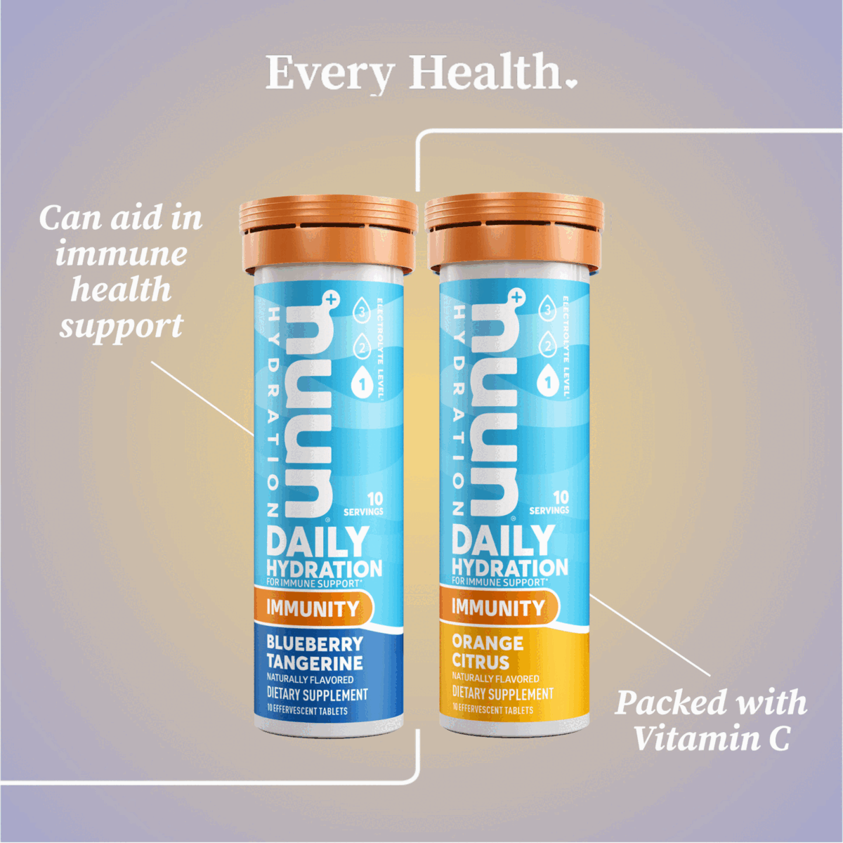 Every Health. Can aid in immune health support. Packed with Vitamin C. Free Nuun Sample on orders £50+