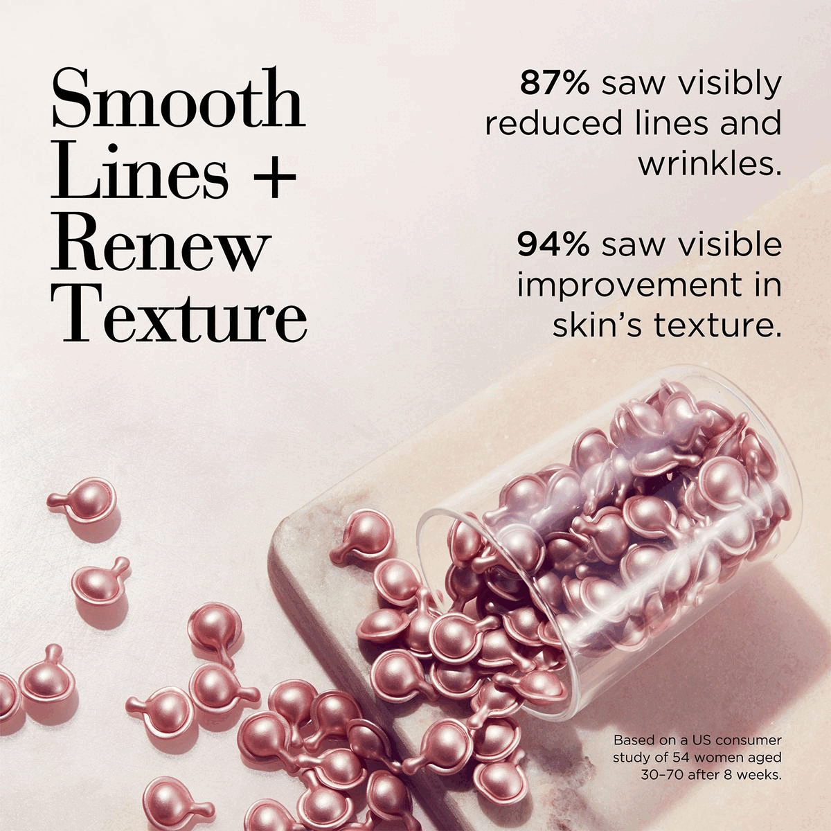 Image 1: 87% saw visibly reduced lines and wrinkles. Smooth Lines + Renew Texture 94% saw visible improvement in skin's texture. Based on a US consumer study of 54 women aged 30-70 after 8 weeks. Image 2: 76% more potent than unencapsulated retinol, Based on testing of unencapsulated retinol equivalent preditive of 10 months of shelf life. Image 3: Retinol Ceramide Line Erasing Eye Cream Elizabeth Arden NEW YORK RETINOL Ceramide Line Erasing Eye Cream Crème Contour des Yeux Effaceur de Ridules 98% saw an overall improvement in eye area Based on a 4-week consumer study of 54 women, ages 25-55. Image 4: Lift and Firm Night Cream An ultra-rich and fast-absorbing silky formula that offers skin a youth-restoring boost overnight. Image 5: Regime Step 1 Smooth Lines & Renew Texture with Retinol Capsules, Step 2 Smooth, Brighten & De-puff with Retinol Eye Cream RETINOL Ceramide Capsules Line Erasing Night Serum Serum de Nuit Elfaceur de Ridules, Step 3 Give Skin a Youthful Boost with Advanced Ceramide Lift and Firm