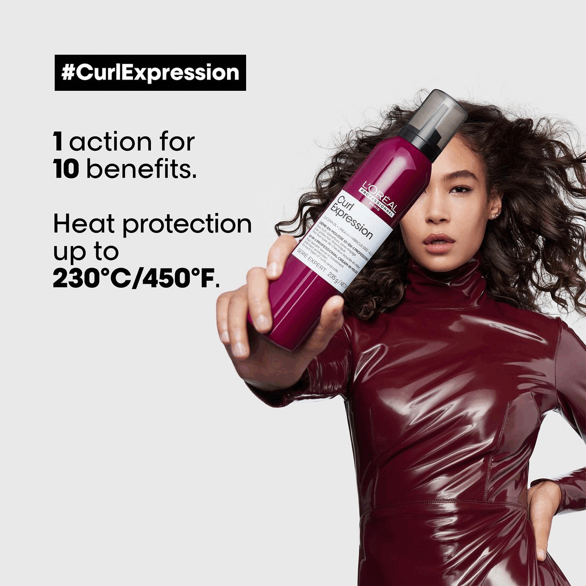 Image 1 - 1 action for 10 benefits. Heat protection up to 230C/450F. Image 2: My favourite 10-in-1 cream-in-mousse. The formula is silicone free for a natural hair feel. Customer review. Image 3: Highly Concentrated actives. Hibiscus seed. Glycerin. Urea H. Image 4. Before and After. Hair is not retouched. Image 4: 250ml 8.5fl. oz Image 5: #CurlExpression Co-developed with curl experts for each type of curls and coils. Image 6: I love this range! Because you want your curls to be seen, you want them to POP and I think the Curl Expression range does just that. [Derick Monroe] Celebrity hairstylist. Image 7: Express your curls the pro way.
