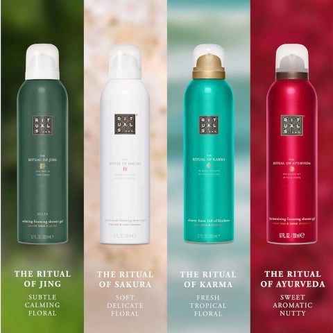 The products available in the range: The Ritual of Jing- Subtle, Calming, Floral. The Ritual of Sakura- Soft, Delicate, Floral. The Ritual of Karma- Fresh, Tropical, Floral. The Ritual of Ayurveda- Sweet, Aromatic, Nutty.