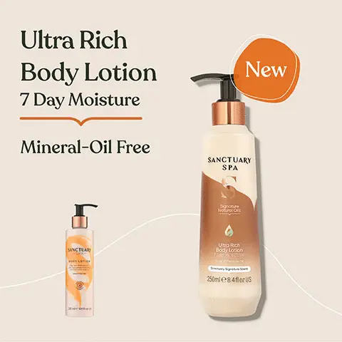 Image 1, ultra rich body lotion 7 day moisture mineral oil free. NEW packaging Image 2, made with shea butter gold of pleasure oil mango seed butter Image 3, indulge our signature scent of jasmine, grapefruit and vanilla