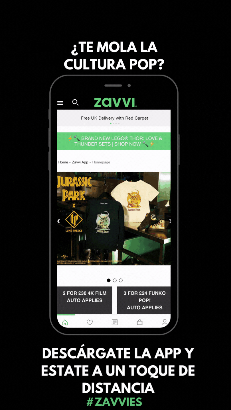 Teléfono móvil desplazándose por la aplicación de Zavvi
