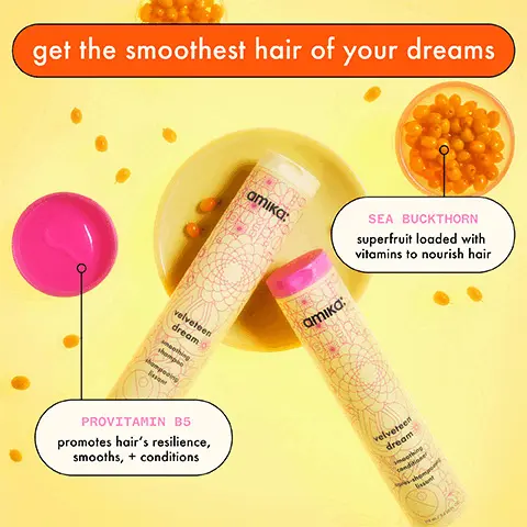 get the smoothest hair of your dreams. Provitamin b5 promotes hair's resilience, smooths, + conditions. Sea buckthorn superfruit loaded with vitamins to nourish hair. Vegan. Cruelty-free, Paraben-free, Color-safe, SLS - SLES free. Phthalate-free. Suitable for chemically treated hair. No mineral oil. Before and after