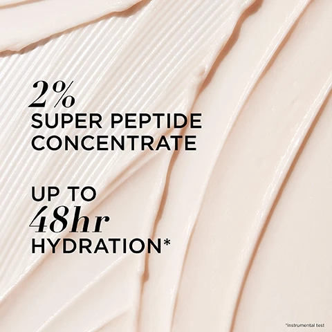 Image 1, 2% super peptide concentrate. up to 48 hour hydration. image 2, formulated with tripeptide to help smooth look of crow's feet. rice peptide to help reinforce skin barrier function. soy peptide to help restore feeling of elasticity. tetrapeptide to help reduce the look of dark circles. image 3, use AM and PM to rejuvenate under eye area. image 4, dermatologically tested. formulated without fragrance. ophthamologist tested. image 5, your eye awakening routine. cleanse, treat, smooth and conceal