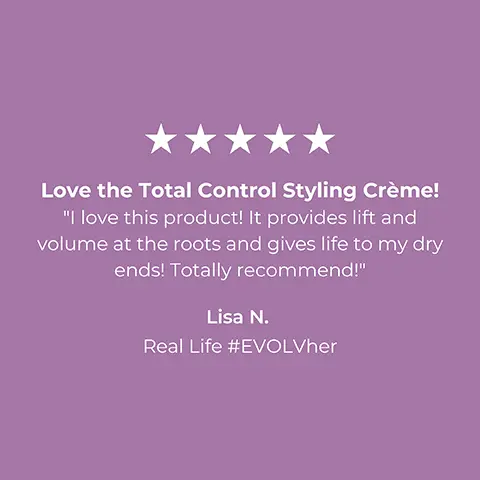 Image 1, 5 star consumer review, lisa n said = love the total control styling creme. i love this product, it provides lift and volume at the roots and gives life to my dry ends. totally recommend. Image 2, 5 star consumer review, connie k said = this product gives definition, frizz control and moisture to my curly hair. this is a holy grail product for my hair. Image 3, 5 star consumer review, destinee m said - amnazing. it gives my hair the perfect amount of volume, moisture and definition without weighing it down. i have combination of 2C, 3A curls. no matter what i was my hair with i always style my hair with wonder balm, and total control mixed. it's the perfect combination to help with defining my curls and controlling my frizz