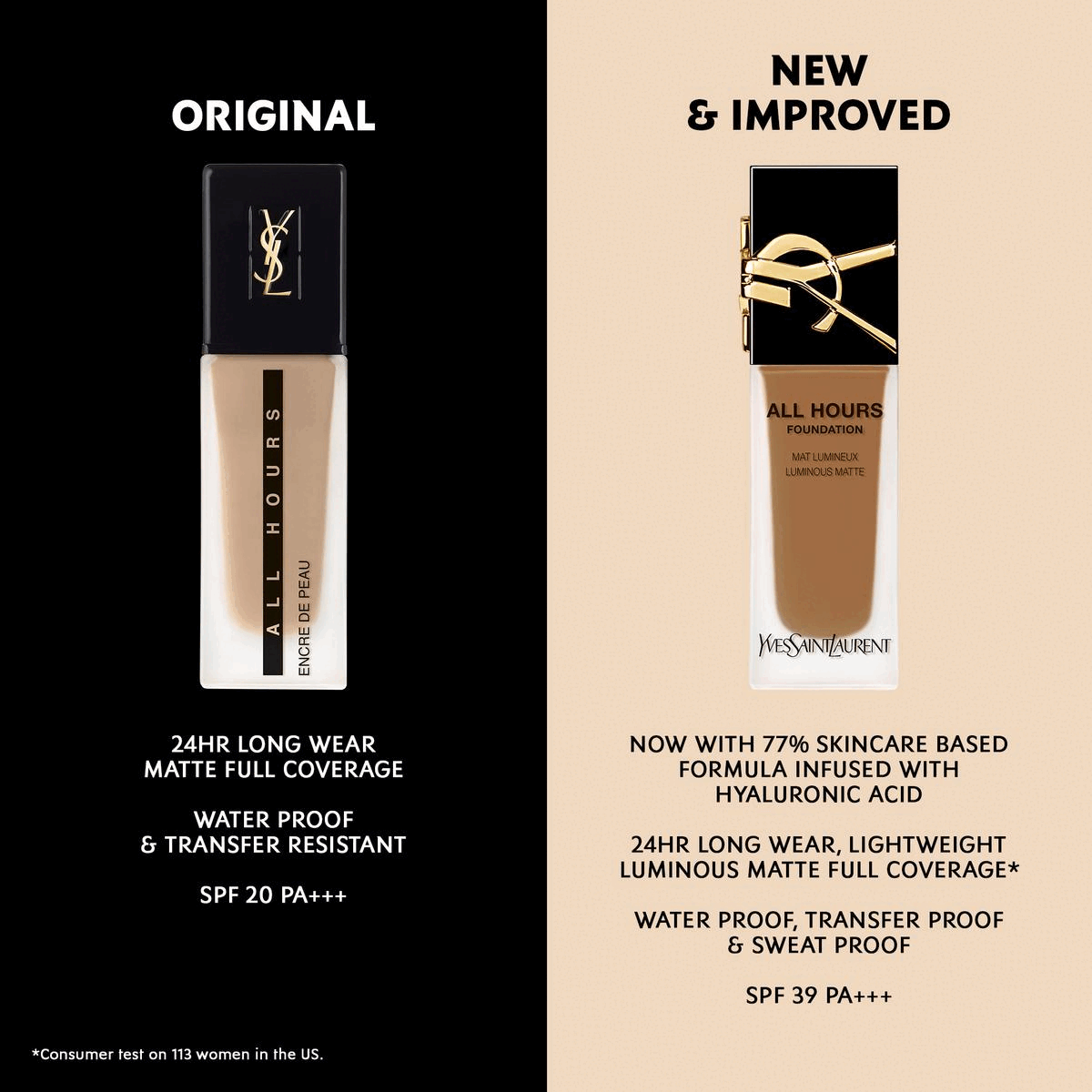 Original to New Improved Packaging. Foundation shades 
