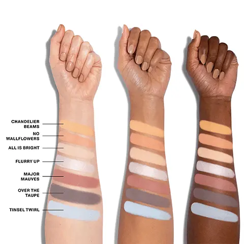 Image 1 to 5, Model arm swatches of all shades