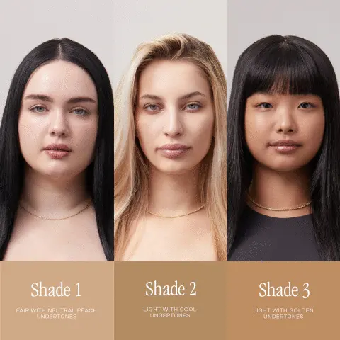 Model shots showing the shade matches