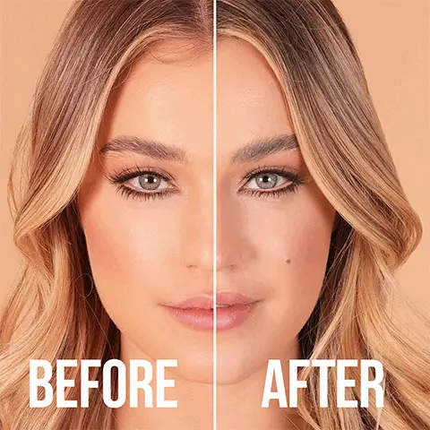 Two images showing models before and after product use where lips look fuller after