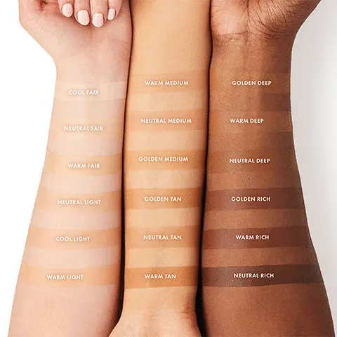 Image 1- Model arm swatches of all shades. Image 2- Model shots wearing all shades. Image 3- How to use: Super smoother blurring skin tint, Step 1: shake our super smoother and squeeze out a small amount. Step 2: Use your fingertips, a brush or sponge to blend for a flawless finish 