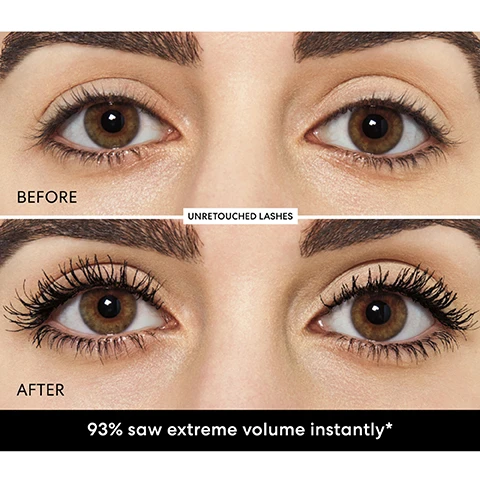 image 1, before and after. unretouched lashes. 93% saw extreme volume instantly. image 2, thicker lashes, instantly and over time. orange peel cellulose fibers - adhere to lashes to help build instant volume. microalgae complex - fortified to help promote thicker, healthier looking lashes over time. image 3, made with vegan plant fiber bristles. image 4, dual reservoirs load mascara for instant max volume. made with vegan plant fiber bristles. image 5, maximist phyto-fiber volumising mascara: the look = max volume. the brush = plant based, dual reservoirs to build max fullness. inside the formula = volume building orange peel fibers. strength and length serum infused mascara: the look = longer, lifted, defined. the brush = patent-pending paddle brush for ultimate lift. inside the formula = strengthening red clover peptide serum. lashtopia mega volume mineral based mascara: the look = soft, natural volume. the brush = fluffy and tapered with 600 bristles to coat from root to tip. inside the formula = conditioning castor oil.