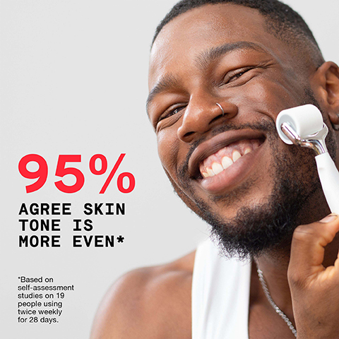 95% AGREE SKIN TONE IS MORE EVEN* *Based on self-assessment studies on 19 people using twice weekly for 28 days.