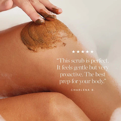 image 1, customer review - this scrub is perfect, it feels gentle but very proactive. the best prep for your body. image 2, turmeric, brighten, even and soothe. image 3, keep our glow without the waste, how to recycle invigorating body scrub. remove the lid and discard. recycle the plastic disc. rinse out any remaining or excess product, recycle the plastic jar.