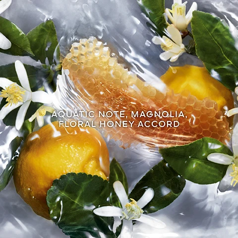 Image 1, aquatic note, magnolia, floral honey accord. image 2, up to 95% natural origin. infinitely refillable. organic beetroot alcohol. aqua allegoria collection. 90% to 95% ingredients of natural origin in accordance with the ISO 16128 calculation including water.