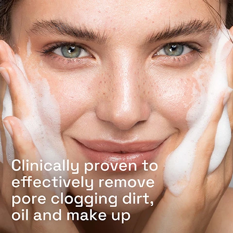 Image 1 - A young woman with clear skin is smiling while washing her face with foamy cleanser, and the image includes the text that reads clinically proven to effectively remove pore clogging dirt, oil and make up.
              Image 2 - A close-up of a persons face with a rich cream-to-foam cleanser applied to the cheek, accompanied by visible text that reads Rich cream-to-foam cleanser for normal to dry sensitive skin.
              Image 3 - A smooth, creamy drop of skincare product with text labeling the ingredients: B3 Niacinamide to Restore, B5 Panthenol Pro-Vitamin B5 + Aloe Vera to Soothe, along with the molecular formula C3H8O3 for Glycerin to Hydrate, set against a light blue background.
              Image 4 - A person holding a bottle of Cetaphil Hydrating Foaming Cream Cleanser, with text that reads Fragrance-free, vegan & does not clog pores and a seal stating DERMATOLOGIST RECOMMENDED SENSITIVE SKIN.
              Image 5 - Image depicts a skincare routine featuring four Cetaphil products arranged on a marble background, labeled with steps for dry to normal sensitive skin routine: STEP 1 CLEANSE, STEP 2 TARGET, STEP 3 MOISTURISE: AM, and STEP 4 MOISTURISE: PM.
              Image 6 - A hand dispensing a foaming cleanser from a bottle onto an open palm with text that reads Maintains the skin’s natural protective barrier and pH to preserve the microbiome.
              Image 7 - A bottle of Cetaphil Hydrating Foaming Cream Cleanser is displayed on a white countertop, with visible text that reads Skin Sensitivity 5 Signs, DEFENDS AGAINST, followed by Dryness, Irritation, Roughness, Tightness, Weakened Skin Barrier, and Dry to Normal, Sensitive Skin.
              Image 8 - Logo of Cetaphil featuring the text #1 DERMATOLOGIST RECOMMENDED - CLEANSING BRAND on a blue background with green and light blue accents.