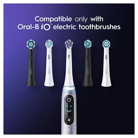 Compatible only with Oral-B io electric toothbrushes. Replace brush head regularly. Polishing petals. Radiant white. 