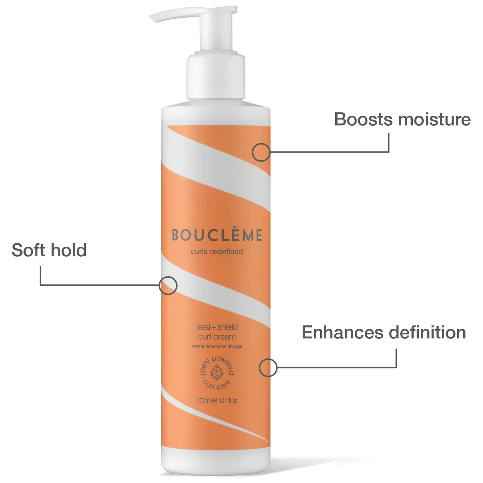 boosts moisture, soft hold, enhances definition