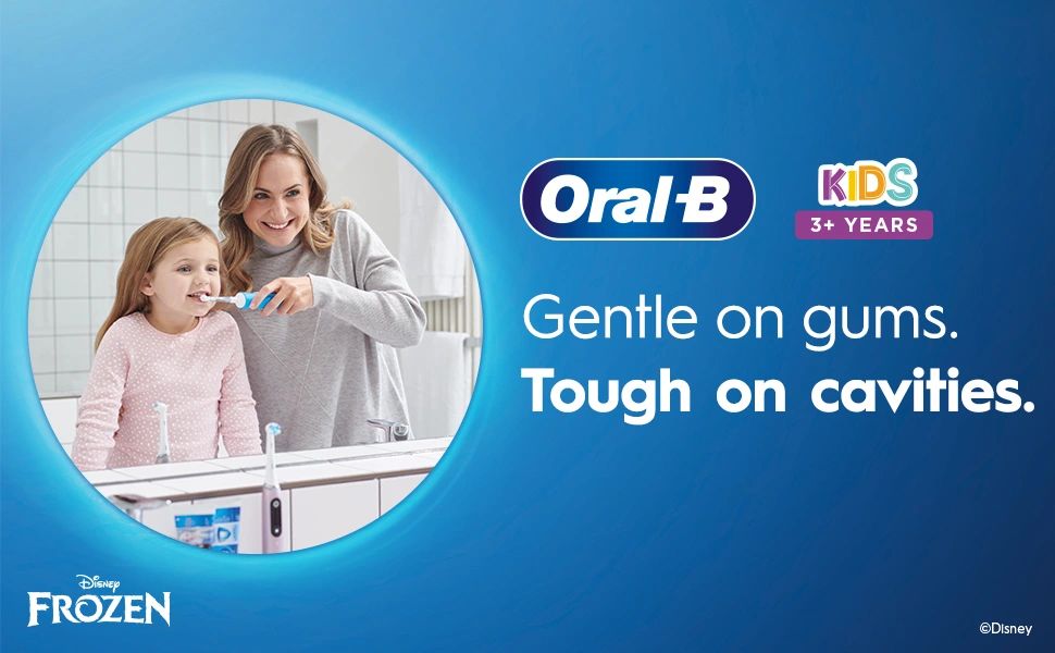 DISNEY FROZEN Oral-B KIDS 3+ YEARS. Gentle on gums. Tough on cavities. ©Disney