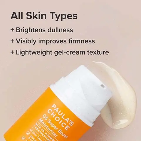 Image 1, All skin types - brightens dullness, visibly improves firmness, lightweight gel cream texture. Image 2, how to use firm and hydrate, apply a liberal amount to face and neck, use as an all-day moisturiser or as the last step in your nighttime routine. Always follow daytime use with a sunscreen of SPF 30+. Image 3, the results* - 100% of subjects showed immediate increase in skin hydration, clinically proven to hydrate for 24 hours, clinically proven to immediately increase skin hydration. *based on an independent clinical study with 35 people. Image 4, the results* 96% agree it doesn't irritate the skin, 91% agree it smooths rough, dry skin, 90% agree skin feels softer and smoother, 93% agree it works well under makeup. *based on self-assessment from an independent consumer study with 69 people after 28 days.