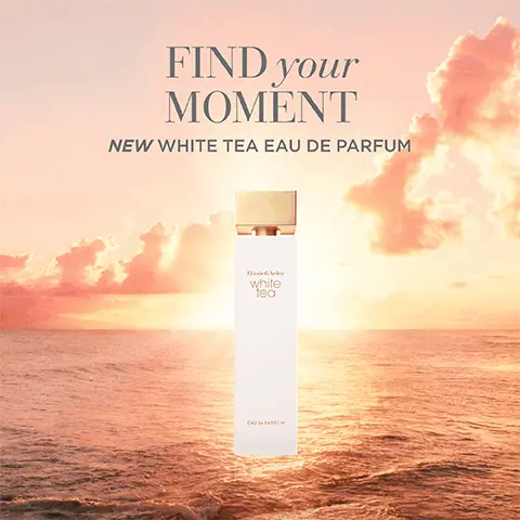 Image 1, Find your moment, new white tea eau de parfum. Image 2, A new sensory experience to elevate your wellbeing. Image 3, Musky, Woody, floral. Image 4, The white tea fragrance collection- scents that conjure simple joys and private pleasures. Image 5, Developed to enhance wellbeing through the science of mood boosting smell. Image 6, A blissful escape. Image 7, Key Notes: top: Upcycled rose water. Middle: Mate Absolute. Base: Venezuelan tonka bean