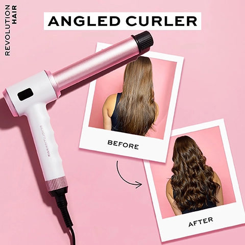 Angled Curler before and after. Revolution Hair.