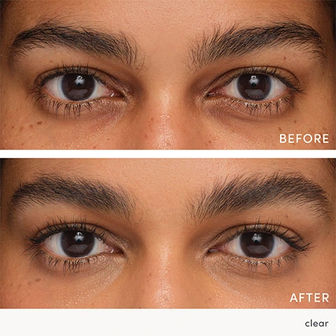 Before and after image of the product in clear