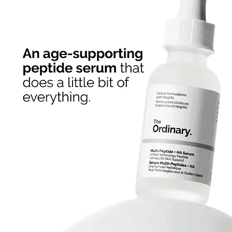 Image 1, An age-supporting peptide serum that does a little bit of everything. Image 2, water-based serum texture. Helps improve look of crow's feet and feel of skin firmness. Five peptide technologies. Hyaluronic acid. Image 3, Apply daily in the morning and evening. Image 4, Significantly firmer skin in 8 weeks- independent efficacy study performed on 32 participants over an 8 week period. Image 5, Regime: 1. prep- cleansers, toners 2. treat- water-based serums, eye serums, anhydrous solutions, oils 3. seal- suspensions, moisturizers, SPF - product marked as water-based serum