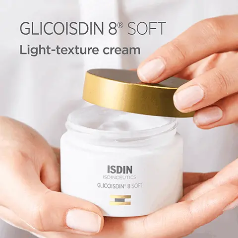 Image 1, glicoisdin 8 soft light texture cream.  Image 2, glicoisdin 8 soft, smooths skin texture, rejuvenates dry, dull looking skin and diminishes the look of fine lines, boosts hydration. Image 3, glicoisdin 8 soft 3.2% free glycolic acid. Image 4, glicoisdin 8 soft, after 4 weeks users reported: 100% more luminous skin, 100% softer and smoother skin, 100% improved appearance, 83% skin texture improved. Image 5, glicoisdin 8 soft, glycolic acid exfoliates, borage oil hydrates. Image 6, glicoisdin 8 soft, apply at night to clean, dry skin. requires the simulataneous daily use of sunscreen on the face. Image 7, glicoisdin 8 soft, dra anna pare, president of dermatology consultants says - glicoisdin 8 soft cream's luxurious texture boosts borage seed oil, ceramide an vitamin e, making it gentle but powerful. Image 8, different glycolic acid concentraions and textures available.