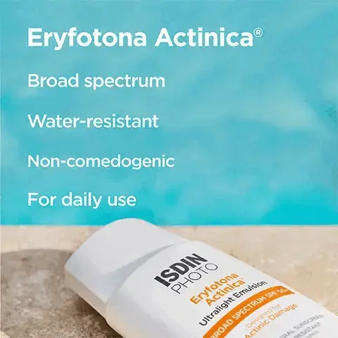 Image 1, Broad spectrum, water resistant, lightweight texture, fast absorbing. Image 2, Lightweight texture, fast-absorbing, ultralight emulsion. Image 3, Re-apply after 40 minutes of swimming or sweating, after towel drying and at least every 3h. Image 4, Eryfotona Actinica- Eryfotona Actinica is my go-to when I'm on the golf course. Gives me peace of mind to focus on my game and I love the super-light texture- Jessica Korda, Professional Golfer. Image 5, Love your skin with sunscreens that do more