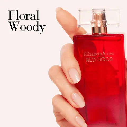 Image 1, floral woody. Image 2, key notes = top - freesia, heart - red rose, base - sandalwood. Image 3, unlock your world, luxurious red door perfumed body lotion, glamorous red door eau de toilette spray, red door replica